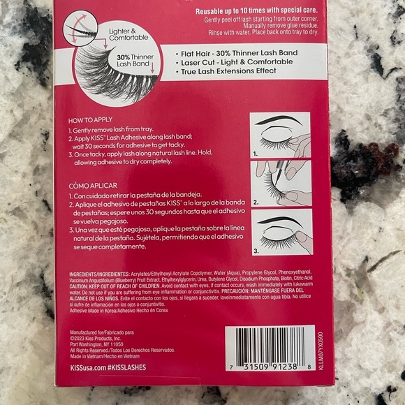 NIB Kiss Luxtensions Collection Lashes Super Slim Band Lgt. Weight 4 Pair w/Glue - Picture 4 of 5